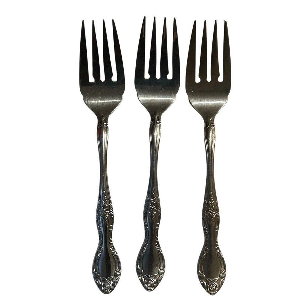 Lot of 3 Reed & Barton Rebacraft CANDACE-ANDREA Stainless Salad Forks 6 3/8"